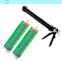 2 Silicone Preto 450G Selante Acrílico Base Dágua Aplicadora Preto 2 Silicone Preto 450G Selante Acrílico Base Dágua Aplicadora Preto