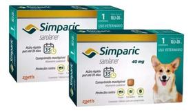 2 Simparic Antipulga Carrapatos 40mg Cães Cão 10 Á 20 Kg 2cp