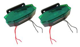 2 Sinaleira Lanterna Lateral Led Peixinho Caminhão Carreta Com Vigia Verde