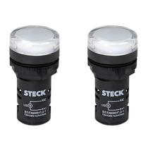 2 Sinaleiro LED 22,5mm Steck 110V Luminoso Branco SLDS1105
