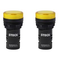 2 Sinaleiro LED 22mm Steck 24V Luminoso Amarelo SLDS243 2 Sinaleiro LED 22mm Steck 24V Luminoso Amarelo SLDS243