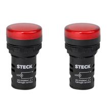 2 Sinaleiro LED 22mm Steck 24V Luminoso Vermelho SLDS241