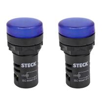 2 Sinaleiro LED 30,5mm Steck 110V Luminoso Azul SLDS1104