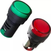 2 Sinaleiros Monobloco Led 22mm 127/220v Ad22 Verde E Vermelho