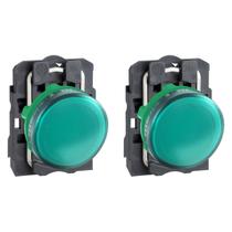 2 Sinalizador Plástico 22mm 250V Verde Para Lâmpada Ba9s Schneider