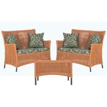 2 Sofá Área e Mesa Igapó Alumínio Pintura Preta Corda Náutica Estofado Impermeável Almofada 5 Trama