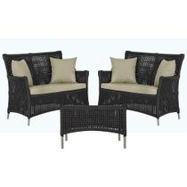 2 Sofás Área e Mesa Igapó Alumínio Pintura Fendi Corda Náutica Estofado Impermeável Almofada 7 Trama