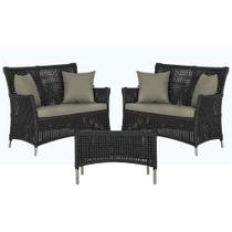 2 Sofás Área e Mesa Igapó Alumínio Pintura Fendi Corda Náutica Estofado Impermeável Almofada 8 Trama