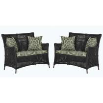 2 Sofás Área Externa Igapó Alumínio Pintura Marrom Corda Náutica Estofado Impermeável 5