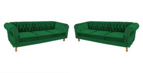 2 Sofás Chesterfield Capitone Duque Suede verde bandeira 2,30cm 2 Sofás Chesterfield Capitone Duque Suede verde bandeira 2,30cm