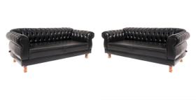 2 Sofás Chesterfield Capitone Elisabeth Corano Preto 1,80cm