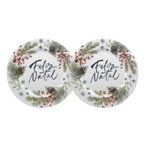 2 Sousplat Redondo Polipropileno Feliz Natal 33Cm Rafimex