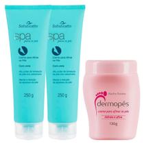 2 Spa para os Pés Creme para Hidratar e Tratar Pés Rachados + 1 Dermopés Creme Para Tratamento e Hidratação 130g