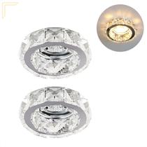 2 Spot Cristal Embutir 10cm Redondo Quarto Lavabo Ac972
