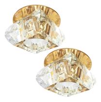 2 Spot Cristal Embutir Base Dourada Transparente Sala Bet11