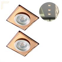2 Spot Cristal Espelhado Rose Embutir Quadrado Mr16 Lup64 2 Spot Cristal Espelhado Rose Embutir Quadrado Mr16 Lup64