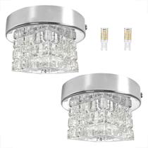2 Spot Cristal Quadrado Sobrepor Prata Plafon Bet45 + Led 2 Spot Cristal Quadrado Sobrepor Prata Plafon Bet45 + Led