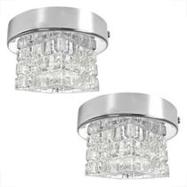 2 Spot Cristal Sobrepor Plafon Prata Base Metal Sala Bet45 2 Spot Cristal Sobrepor Plafon Prata Base Metal Sala Bet45