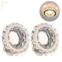 2 Spot De Cristal Embutir Redondo K9 Gesso Mr16 Sala Lup70