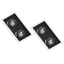 2 Spot Duplo Embutir Recuado Branco e Preto PAR20 E27 2 Spot Duplo Embutir Recuado Branco e Preto PAR20 E27