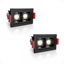 2 Spot Duplo Micro Embutir Led Downlight Recuado 4000k Bet86