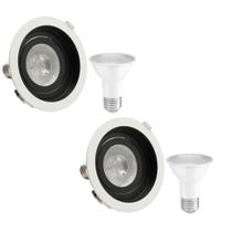 2 Spot Emb Red Recuo PAR20 + 1 Lâmpada LED 6W 2700K E27