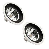 2 Spot Embutido Redondo Branco/Preto AR111 GU10 SaveEnergy