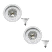 2 Spot Embutir Redondo Recuo PAR30 + 1 Lâmpada LED 10W 6500K E27 2 Spot Embutir Redondo Recuo PAR30 + 1 Lâmpada LED 10W 6500K E27