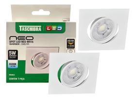2 Spot Led Neo Embutir Quadrado 5W 6500k Luz Fria Taschibra