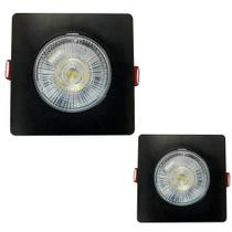 2 Spot Led Quadrado 5W Branco Quente 3000k Preto Bivolt