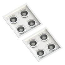 2 Spot Quadruplo Embutir Quadrado Recuado Par20 Branco 110v/220v