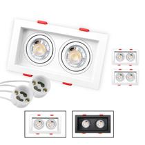 2 Spot Recuado Duplo Embutir Led + Lâmpada Mr16 Gu10 Luminária Teto Sala Dicroica Branco Preto Cor Spots + Lâmpadas:Spot 2 Spot Recuado Duplo Embutir Led + Lâmpada Mr16 Gu10 Luminária Teto Sala Dicroica Branco Preto Cor Spots + Lâmpadas:Spot