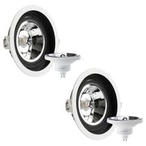2 Spot Recuado Embutir + Lâmpada AR111 4000k 12W Save Energy