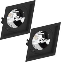 2 Spot Recuado Embutir Preto Gu10 Ar70 Save Energy Quadrado