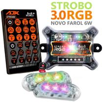 2 Strobo AJK 3.0 RGB RitmicoFarol6W com Controle Novo