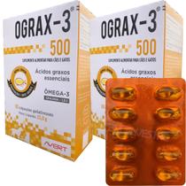 2 Suplemento Alimentar Ograx-3 500 Mg 60 Cápsulas Ômega 3 Epa Dha Cães Gatos Avert