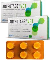 2 Suplemento Alimentar Vitaminas Colágeno Artrotabs Vet 33g Caes Gatos 60 Comprimidos
