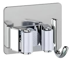 2 Suporte De Vassoura E Rodo Com Gancho Inox Parede Multiuso