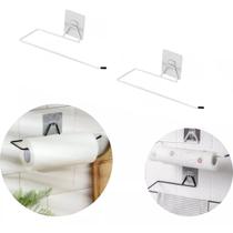 2 Suporte Porta Papel Toalha Adesivo Parede Cozinha Sem Furo BRANCO 2 Suporte Porta Papel Toalha Adesivo Parede Cozinha Sem Furo BRANCO