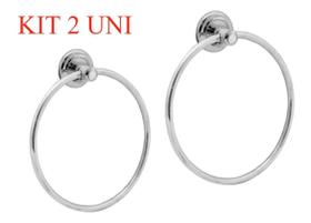2 Suporte Porta Toalha Rosto Mãos Toalheiro Argola Aço Inox