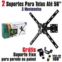 2 Suportes 3 movimentos para TV até 56 polegadas e Suporte Fixo