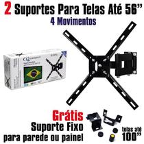 2 Suportes 4 movimentos para TV até 56 polegadas e Suporte Fixo