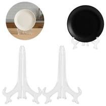 2 Suportes Decorativo Dobrável Transparente Para Prato 13cm