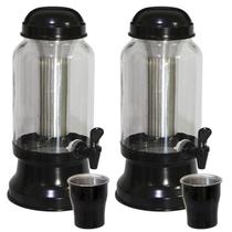 2 Suqueira Barrica Vidro 3,2 Lt com Porta Gelo Preto Liso - Gastrobel