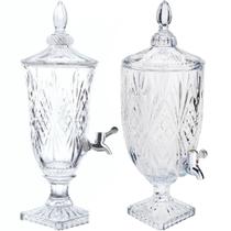 2 Suqueiras Dublin de Cristal 2L e 4,5L Lyor Dispenser de Bebidas Sucos Água Drinks 2 Suqueiras Dublin de Cristal 2L e 4,5L Lyor Dispenser de Bebidas Sucos Água Drinks