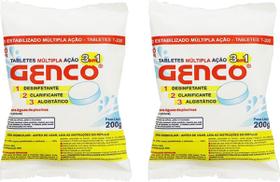 2 Tablete Pastilha Cloro Multipla Acao 3 em 1 T200 200g Genco