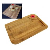 2 Tábua De Carne Madeira Bambú 27x19cm Pegador Alça Silicone