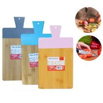 2 Tábuas de Corte em Bambu 26cm com Pegador Colorido