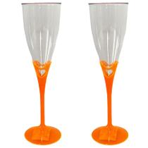 2 Taça de Champagne Acrílica Cristal 140ML Color Arqplast