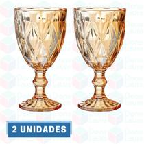 2 Taça Diamante Ambar Metalizada 330ML p/ Água Suco Drinks